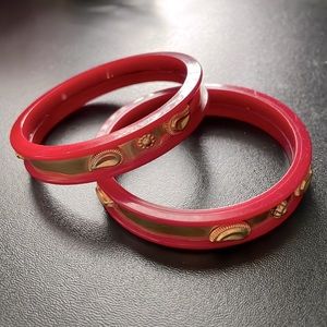 2 red and gold bangles